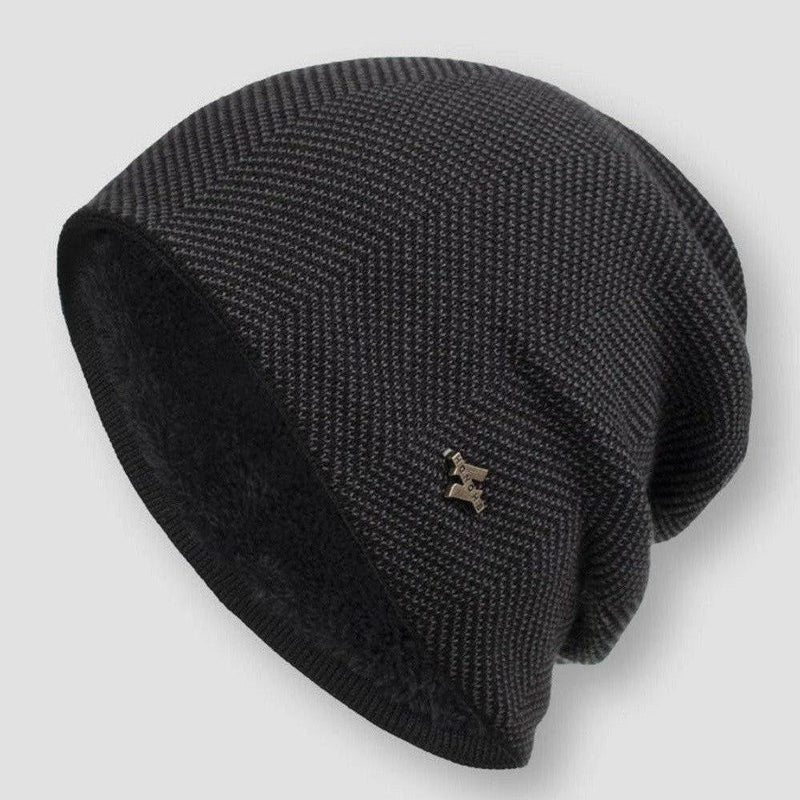 Unisex Strikket Beanie med Fuskepelsfôr 4