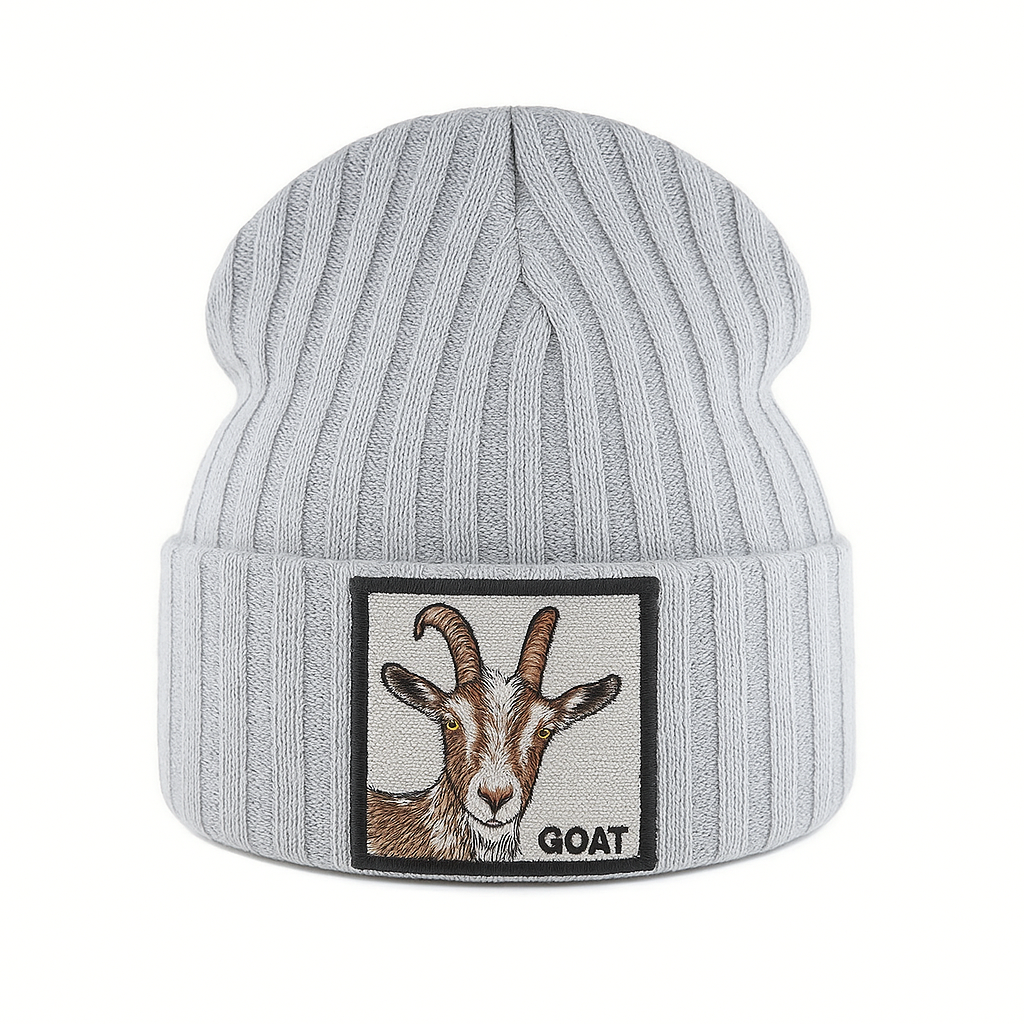 Unisex Strikket Lue med Dyrelapper Ribbestrikket Mønster 3