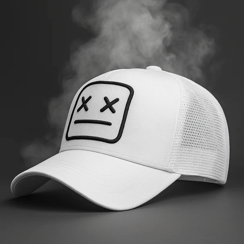 Unisex Trucker Cap med Brodert Ansiktslapp 0