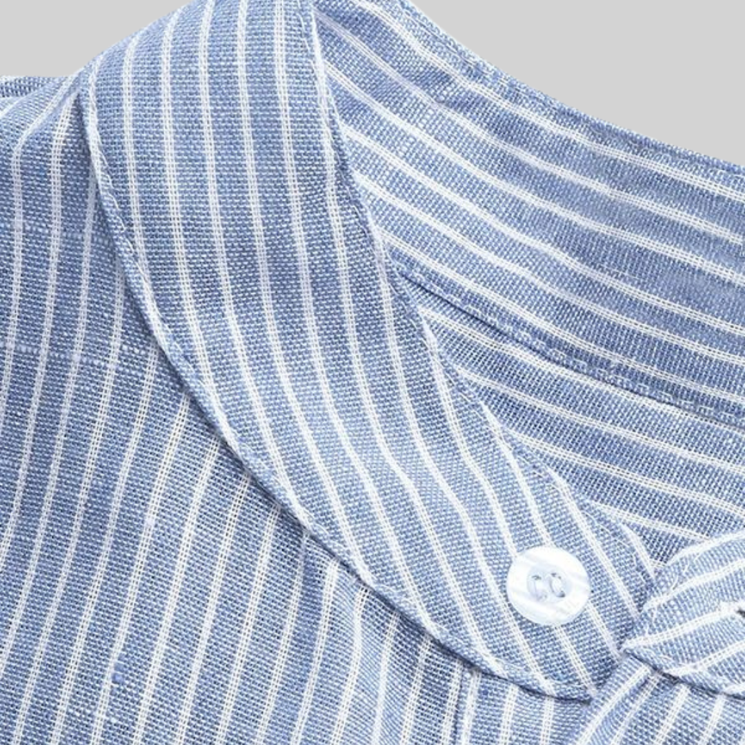 Herreskjorte Stripete Stående Krage Bomull Polyester 2