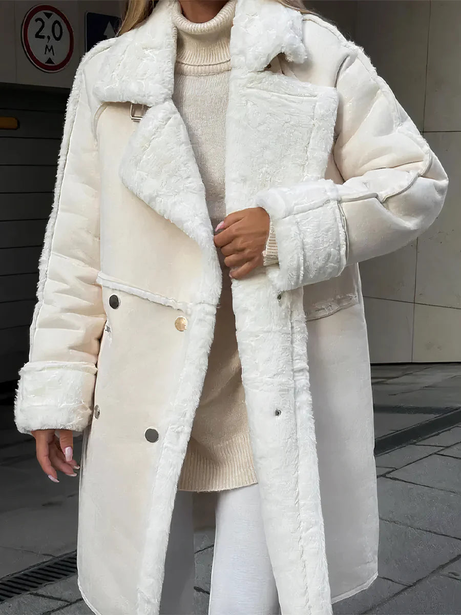 Vinter Dame Jakke Teddykappe med Vindtett Design 0