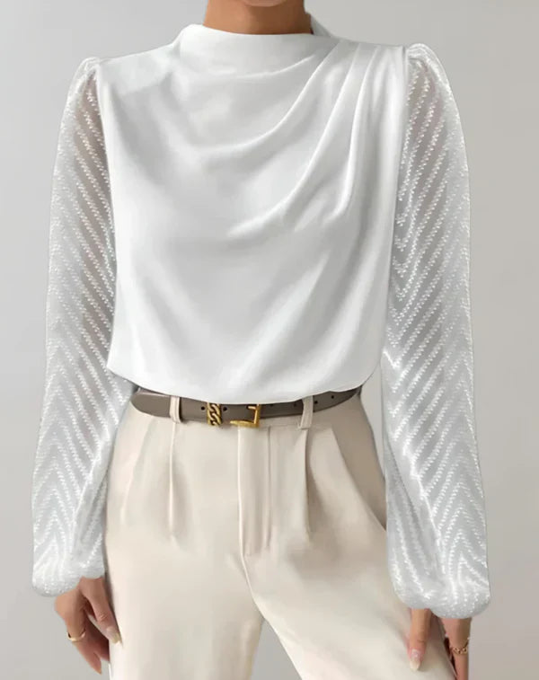 Variant image for Kvinne Topp Elegant Rund Utringning Lett Stoff-1