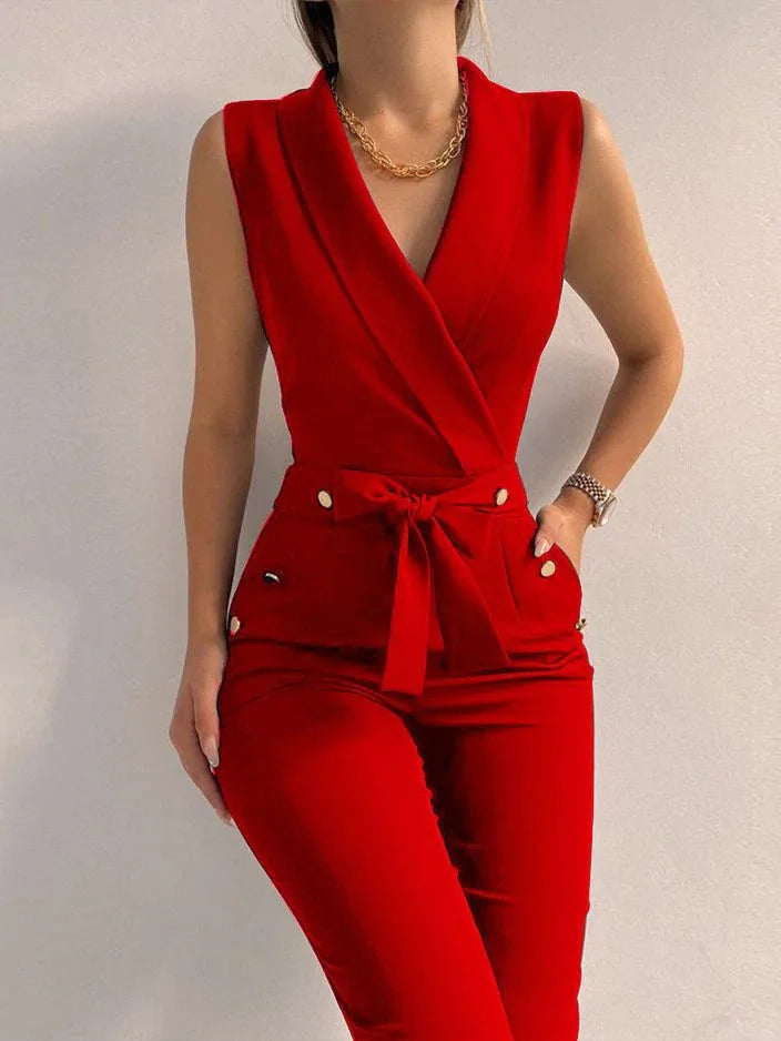 Variant image for Dame Jumpsuit Ermeløs V-hals Elegant Polyester-4