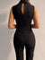 Dame Jumpsuit Ermeløs V-hals Elegant Polyester-4