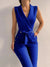 Dame Jumpsuit Ermeløs V-hals Elegant Polyester-1