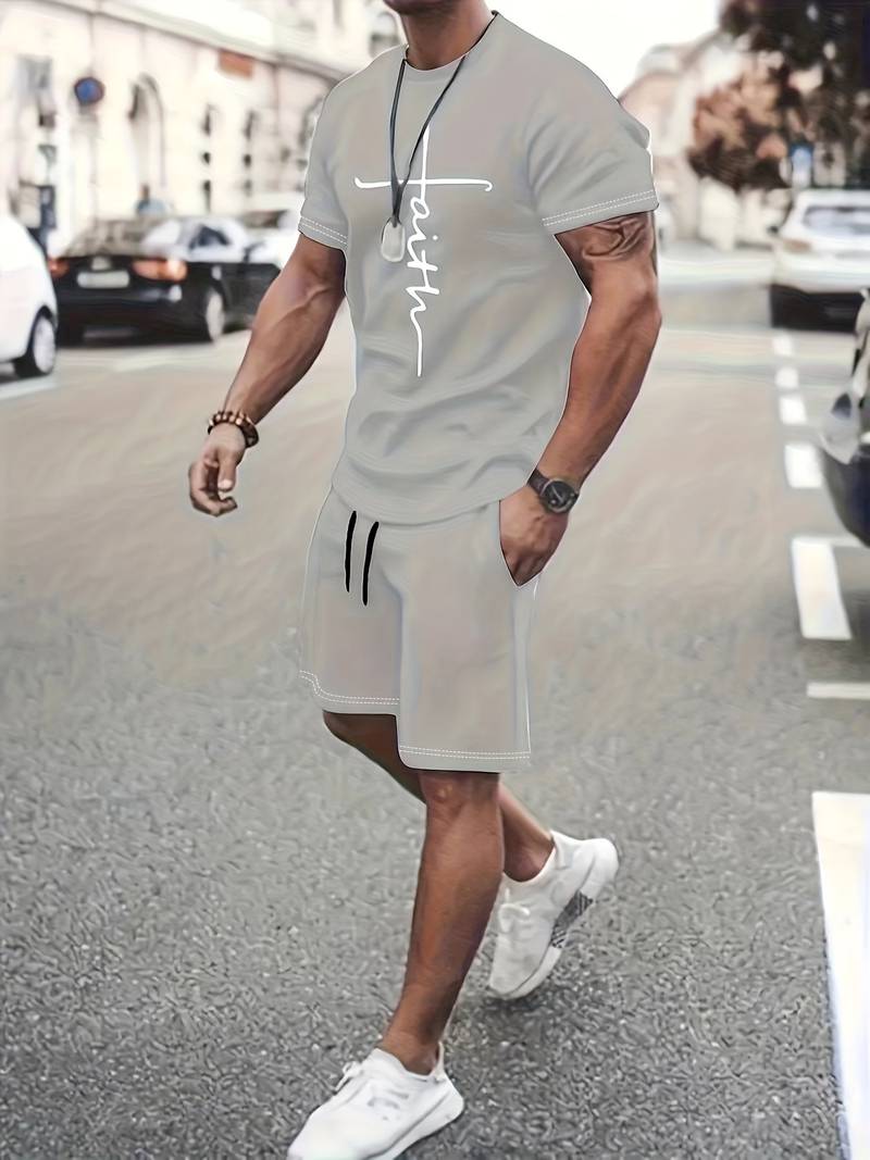 Variant image for Herre Sommer Sett Kortermet T-skjorte Bomull Shorts-7