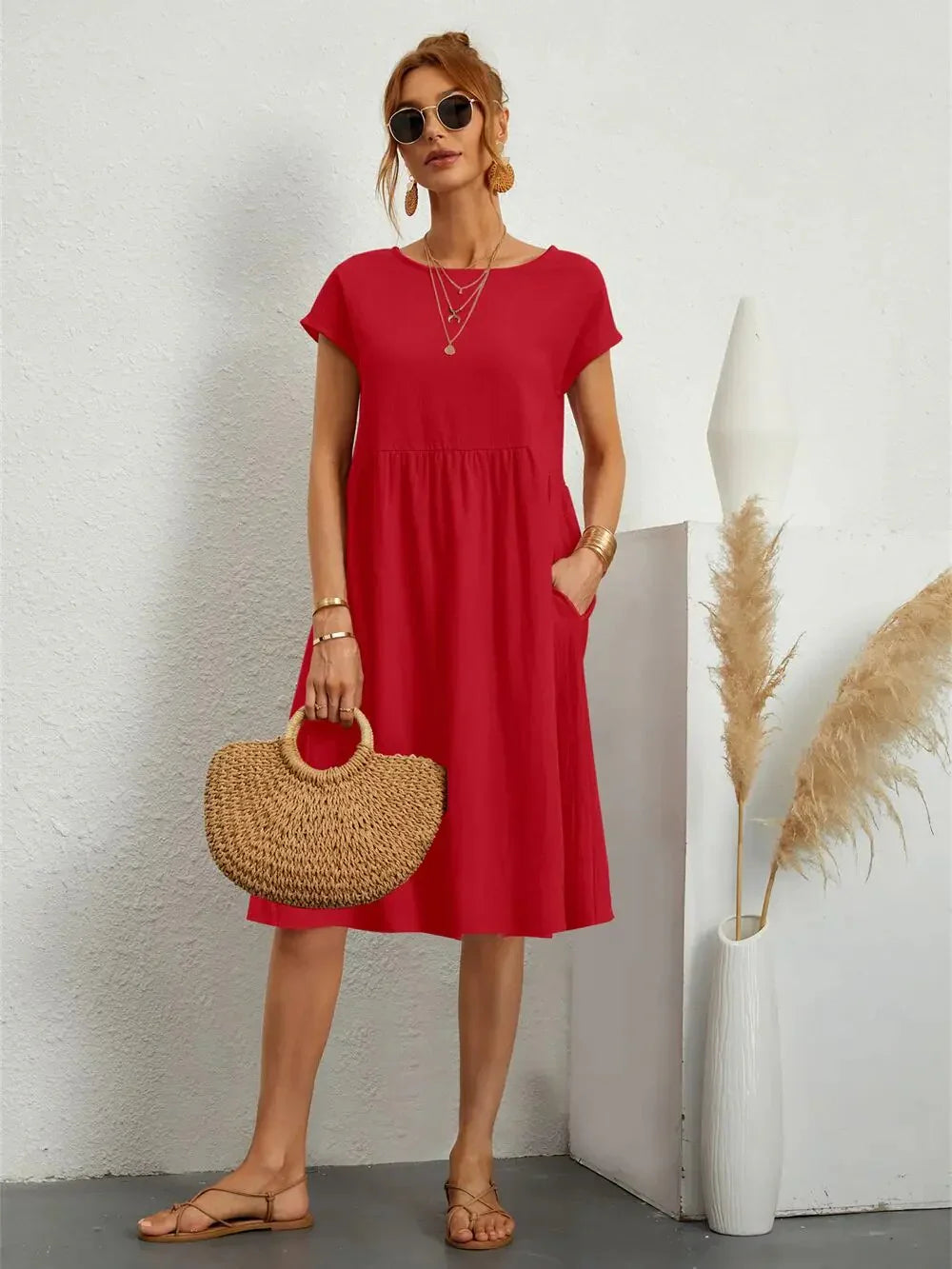 Variant image for Kjole for Kvinner Elegant Tidløs Design Høy Kvalitet Tekstil-1