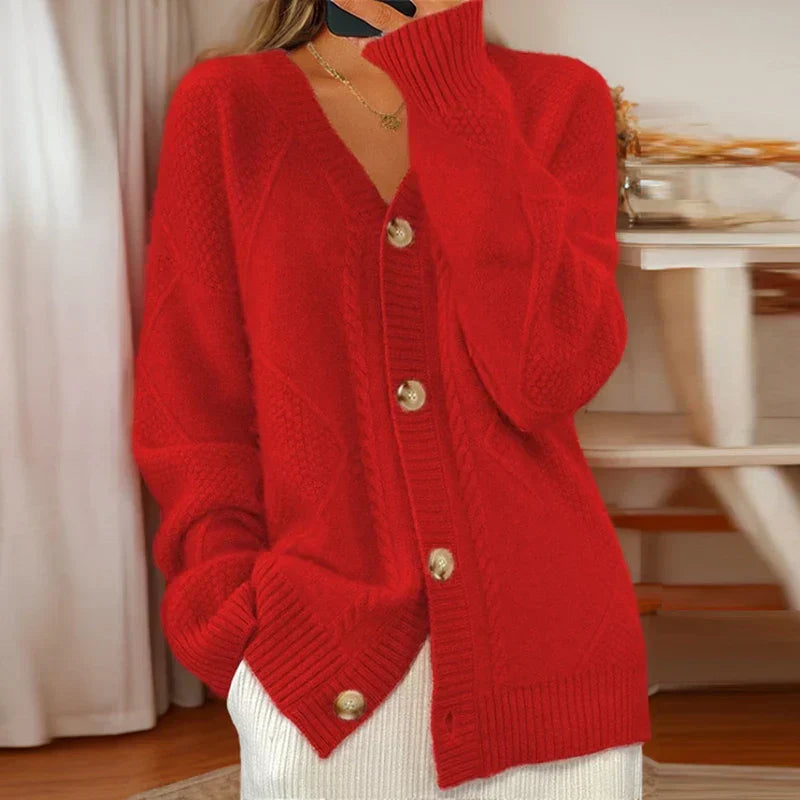 Women's Cardigan with Cable Knit Design 2