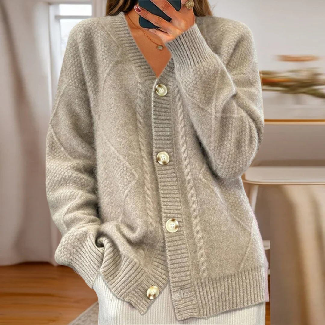 Women's Cardigan with Cable Knit Design 3