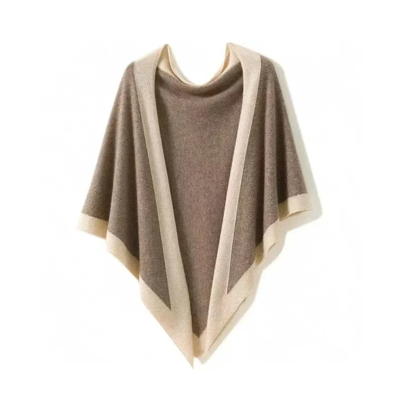 Women's Triangle Shawl with Contrast Edge 1