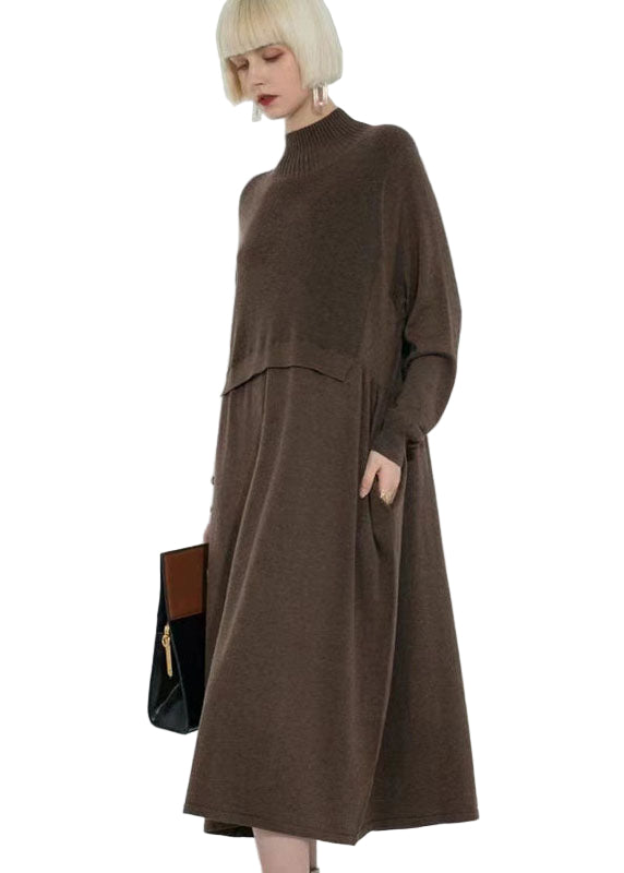 Women's Turtle Neck Sweater Dress Bohemian Style 0