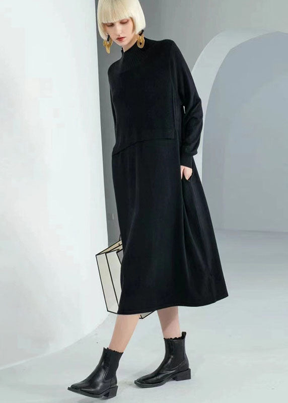 Women's Turtle Neck Sweater Dress Bohemian Style 1