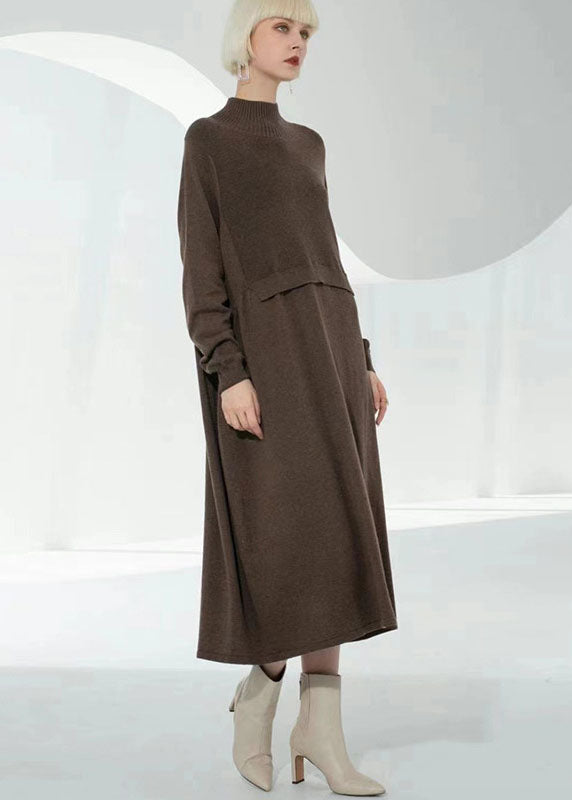 Women's Turtle Neck Sweater Dress Bohemian Style 2