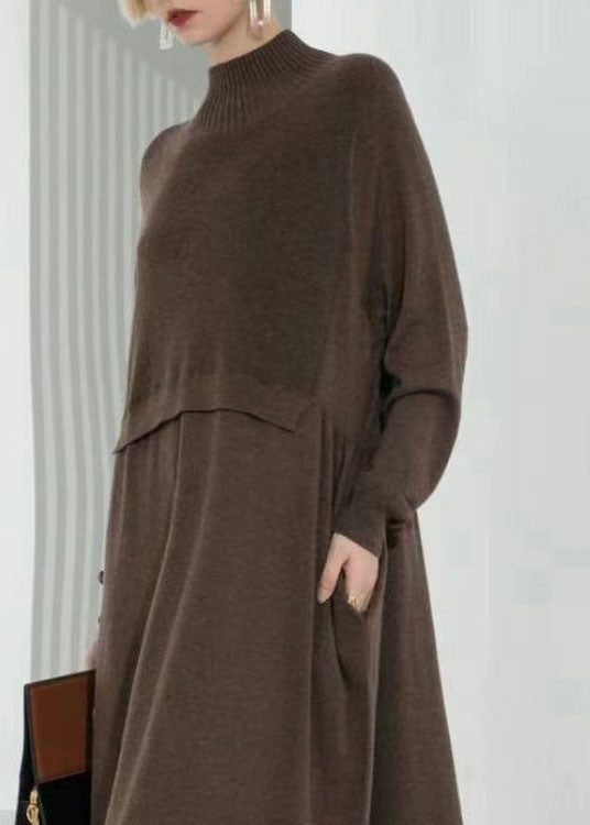 Women's Turtle Neck Sweater Dress Bohemian Style 4