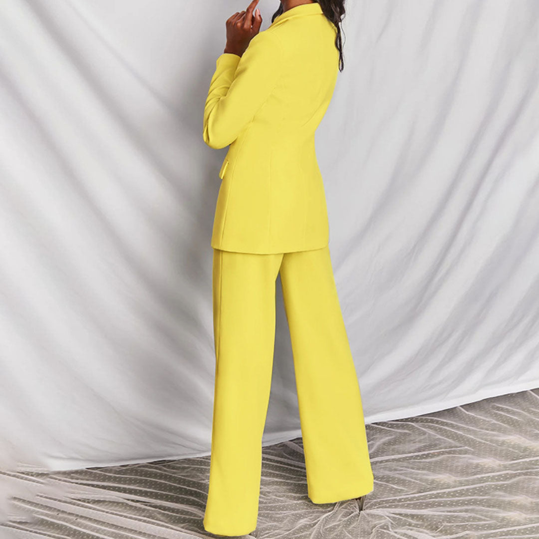 Dame Blazer og Bukser Sett Elegant Polyester Komfortabel Passform-4
