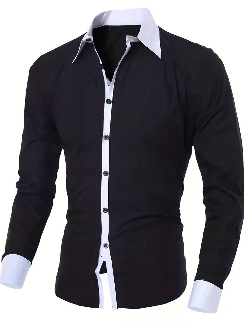 Variant image for Herre Skjorte Button-up Kontrasterende Design 100% Bomull-13