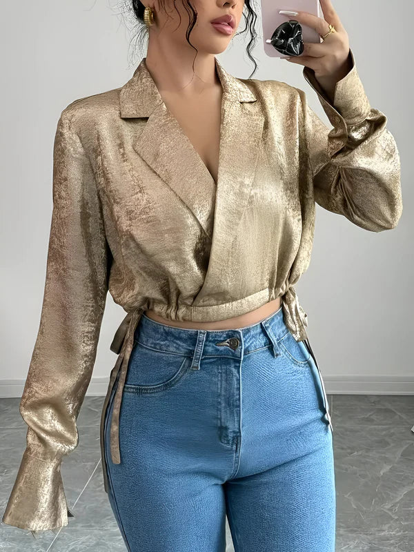 Kvinne Bluse Elegant Glitrende Polyester