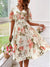 Variant image for A-linje Kjole V-hals Ruffle Ermer Polyester Blomsterutskrift-1