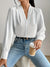 Variant image for Dame Bluse Hvit V-Hals Elegant Polyester-5