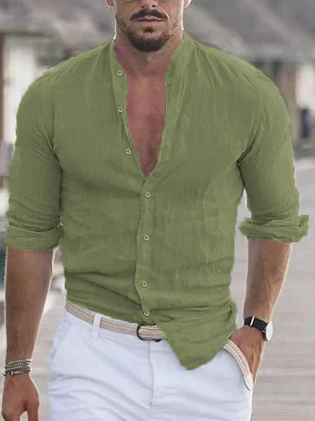 Variant image for Herre Skjorte Lin Elegant Design Pustende Komfort-3
