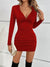 Dame Minikjole Dyp V-hals Langermet Polyester 5