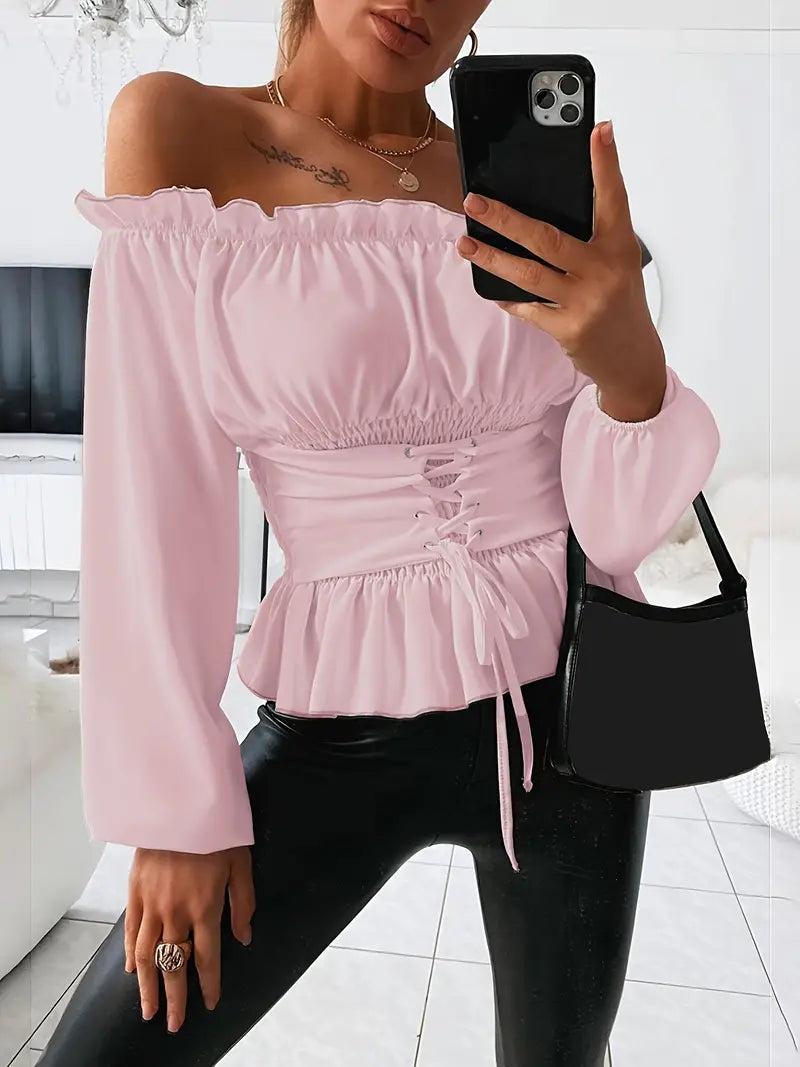 Kvinne Bluse Rüsch Detaljer 100% Polyester Elegant Design