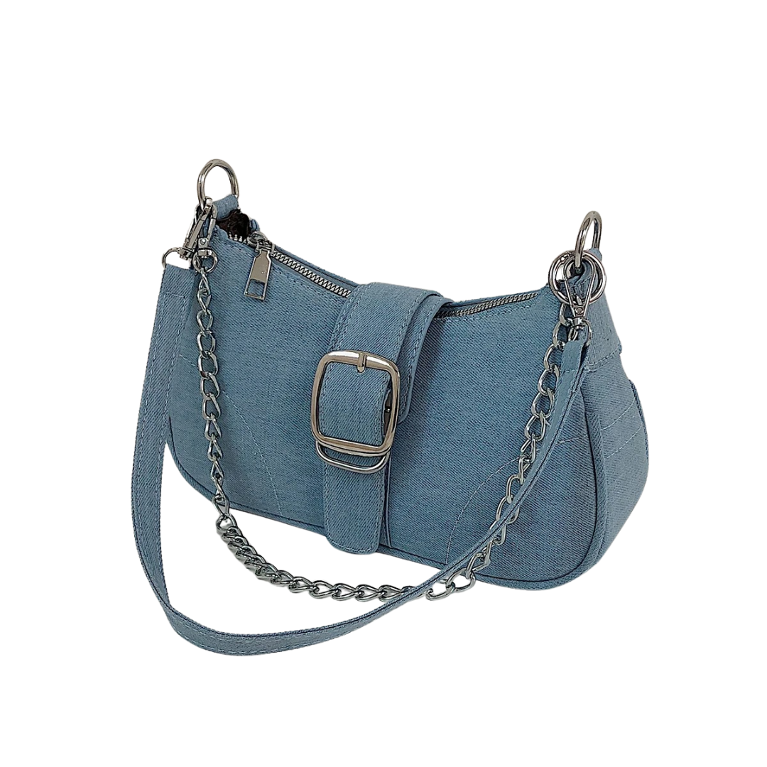 Crossbody-veske i denim for kvinner