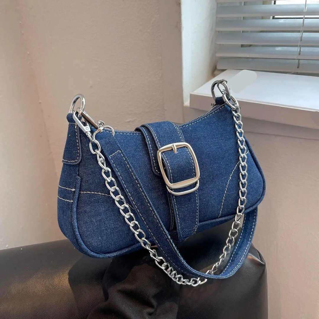 Crossbody-veske i denim for kvinner