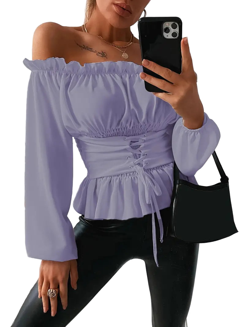 Kvinne Bluse Rüsch Detaljer Elegant Design