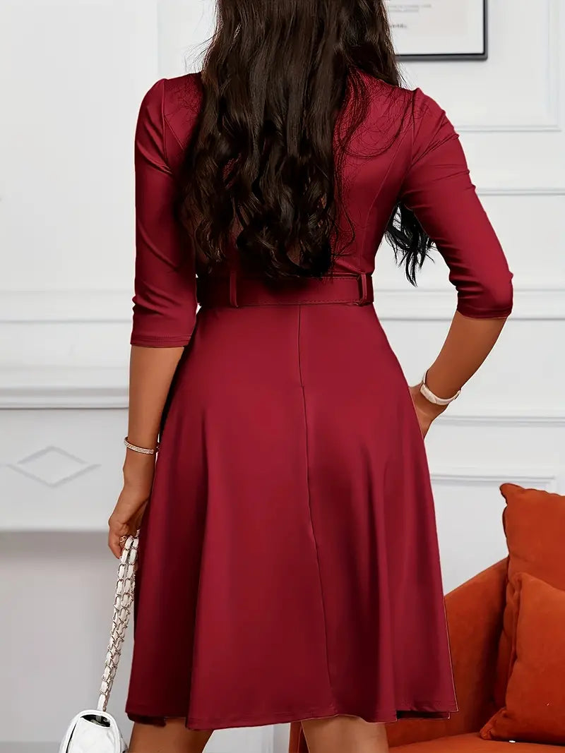 Damekjole Sirkulær Utringning med Glidelås Polyester Elegant Silhuett