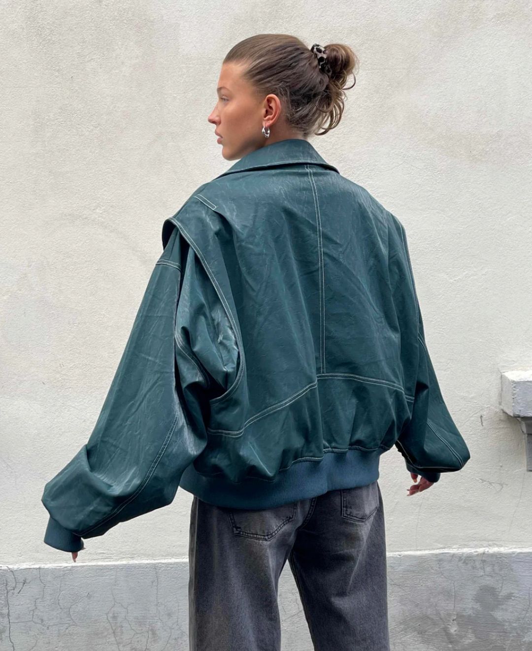 Variant image for Dame Oversized Bomberjakke Grå Vinter Trendy Varm Foring-4