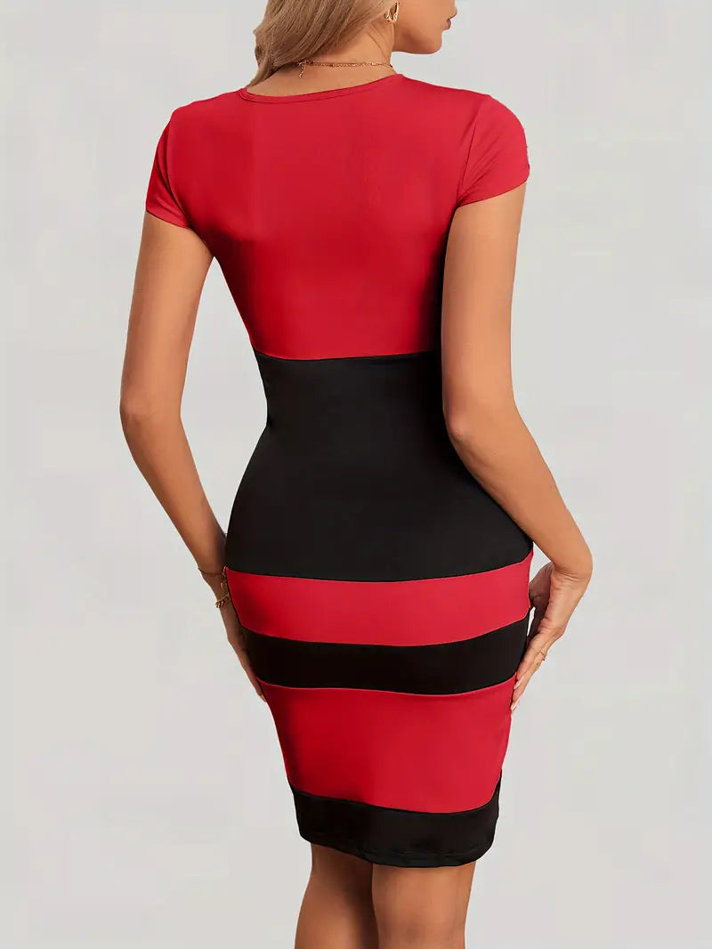 Damekjole Fargeblokk Figur-klemende Polyester Moderne