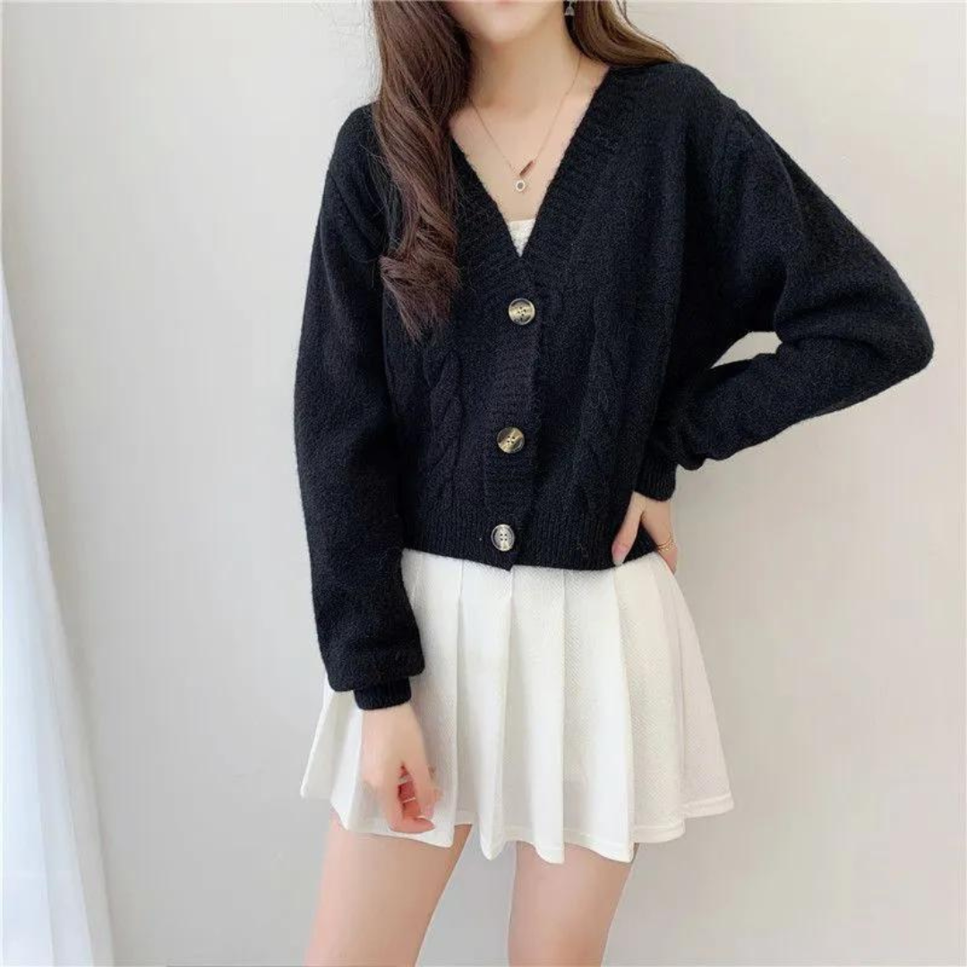 Kabelstrikket cardigan til dame