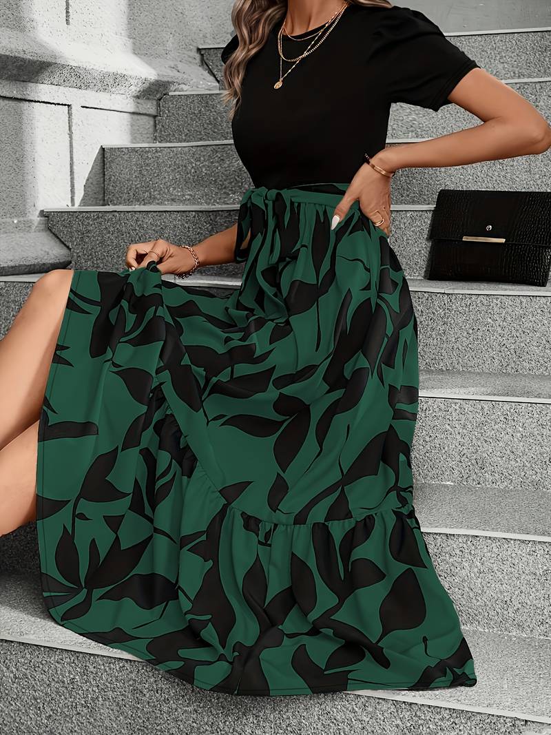 Damekjole Blomstertrykk Sirkulær Utringning 100% Bomull-6