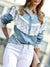 Dame Denimskjorte med Blonder Detaljer Allsidig Komfortabel Denim