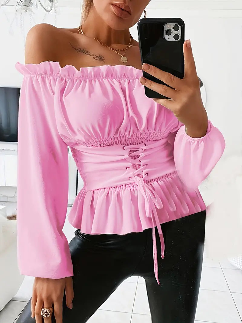 Kvinne Bluse Rüsch Detaljer 100% Polyester Elegant Design
