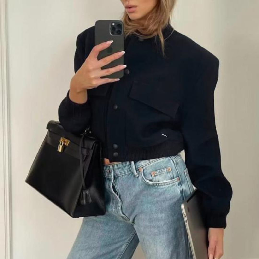 Cropped bomberjakke for kvinner