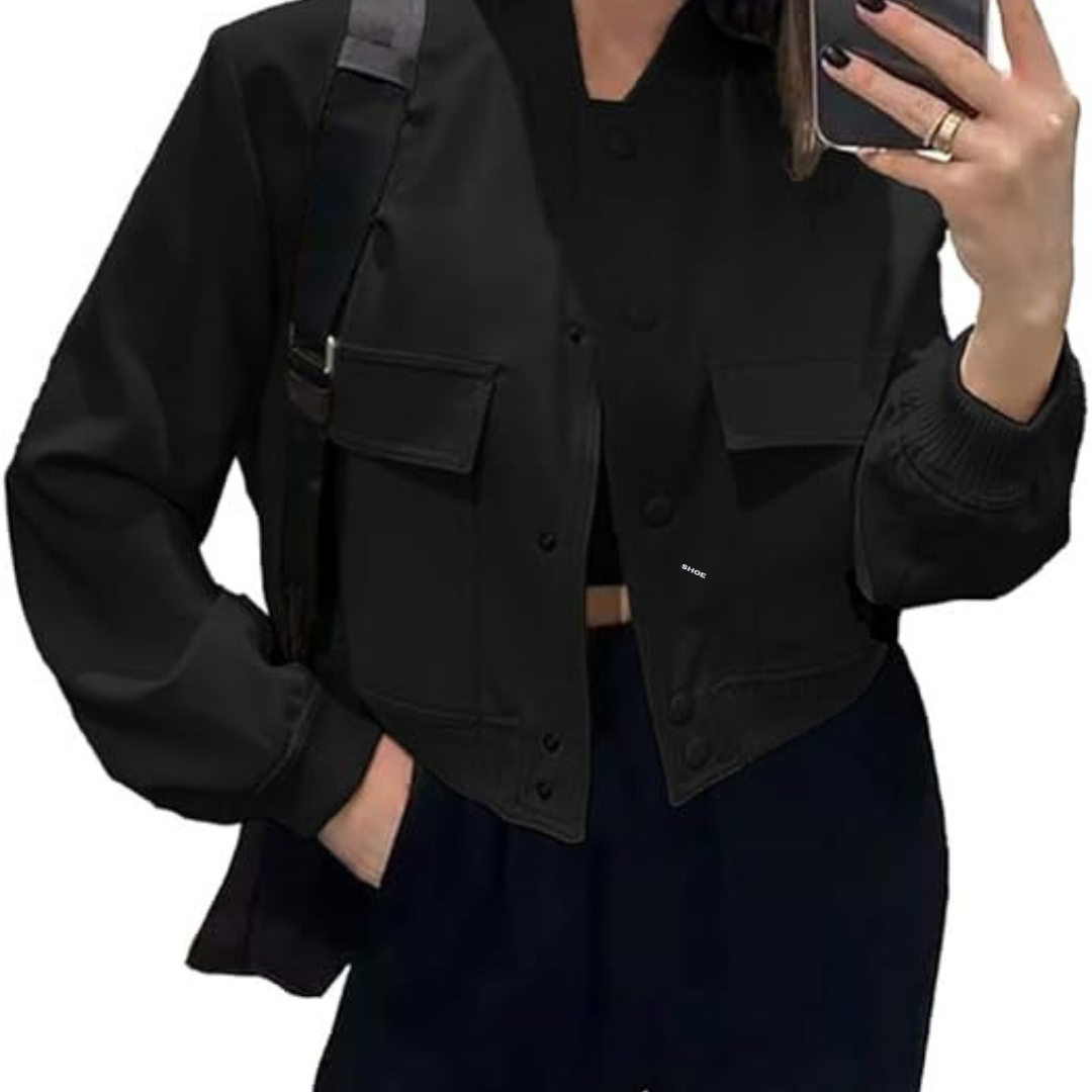 Cropped bomberjakke for kvinner
