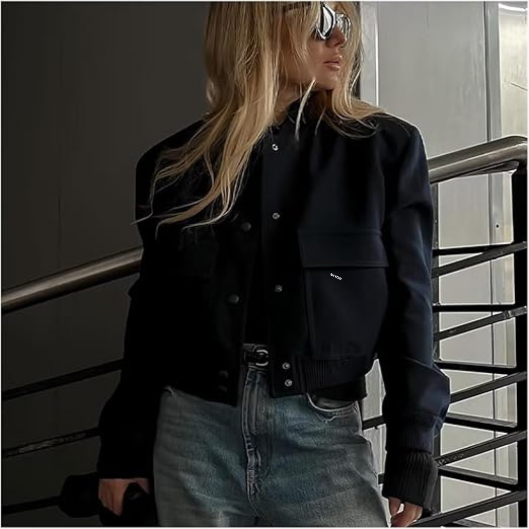 Cropped bomberjakke for kvinner