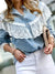 Dame Denimskjorte med Blonder Detaljer Allsidig Komfortabel Denim