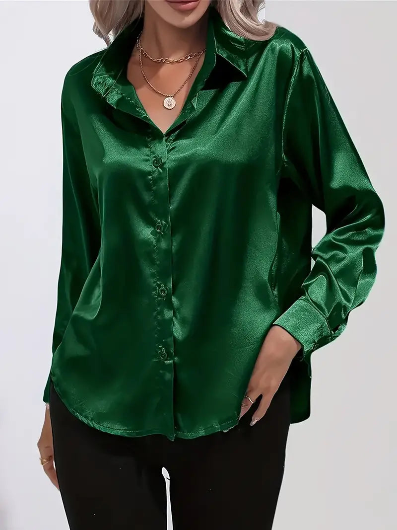 Dame Skjorte Langermet Elegant Bomullsblanding