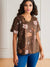 Variant image for Kvinne Bluse Løs Passform Polyester Blomstertrykk-25