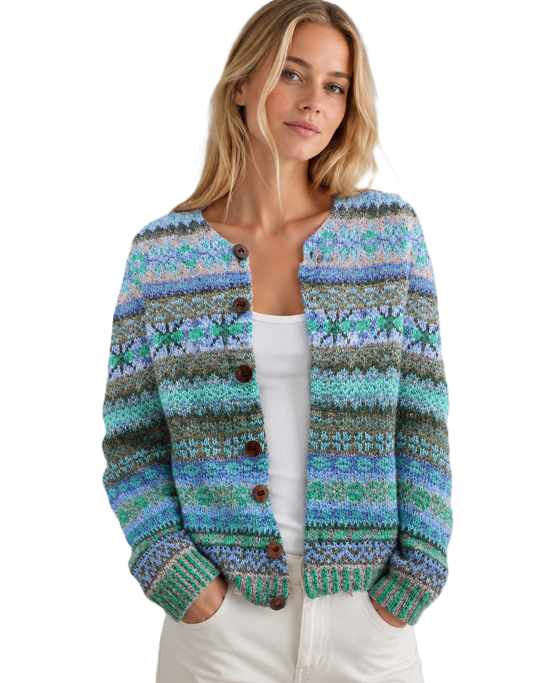 Women's cardigan with a playful print