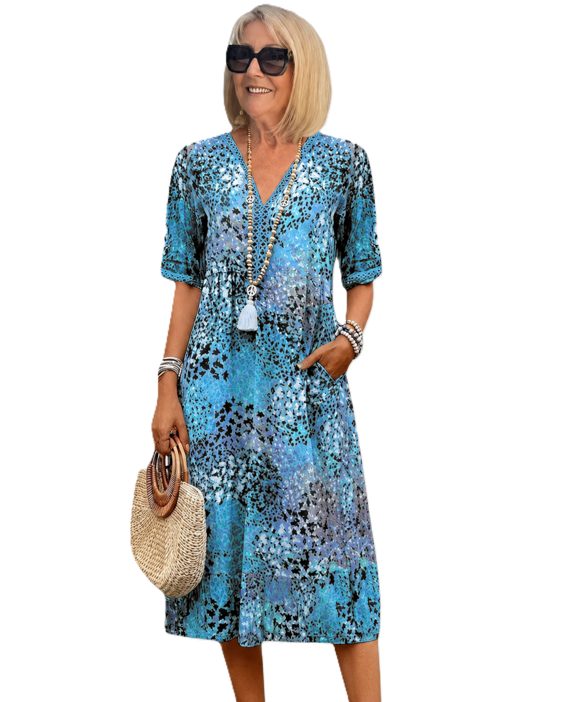 Boho Sommerkjole Dame Lang Kjole Avslappet og Lett