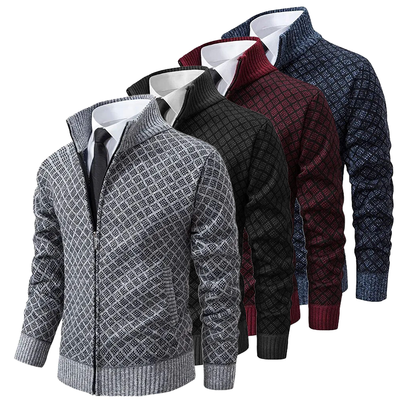 Herre Cardigan Jakke Jacquard Myk Komfort-5