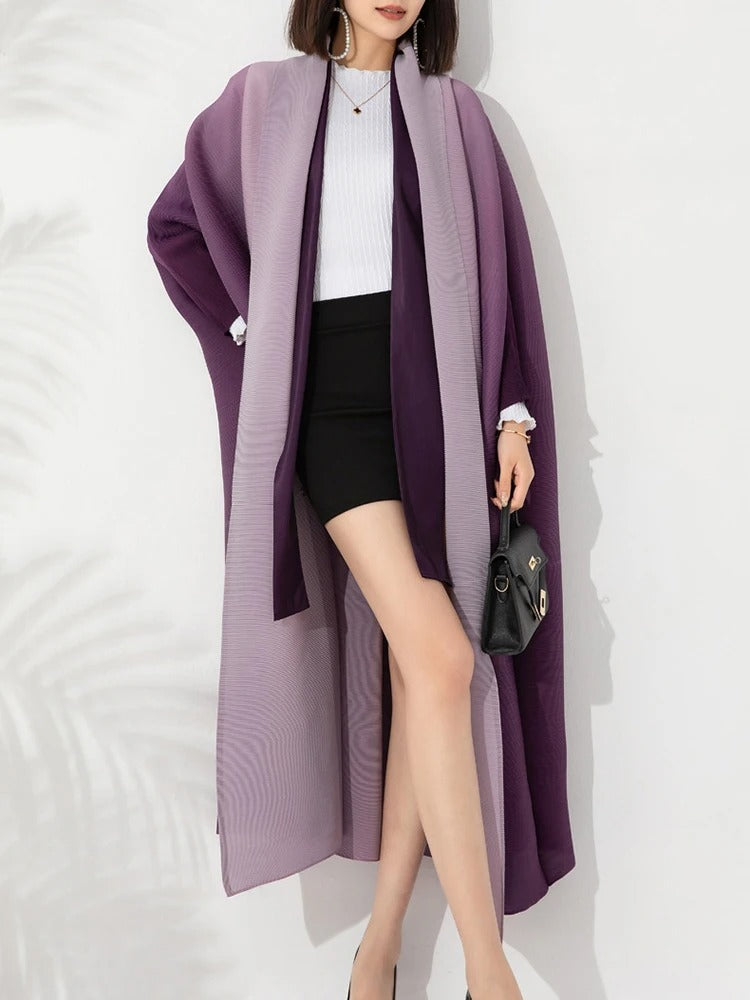 Gradient plissert trenchcoat for kvinner