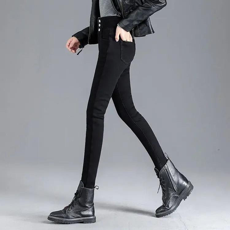 Termisk skinny jeans med høy midje