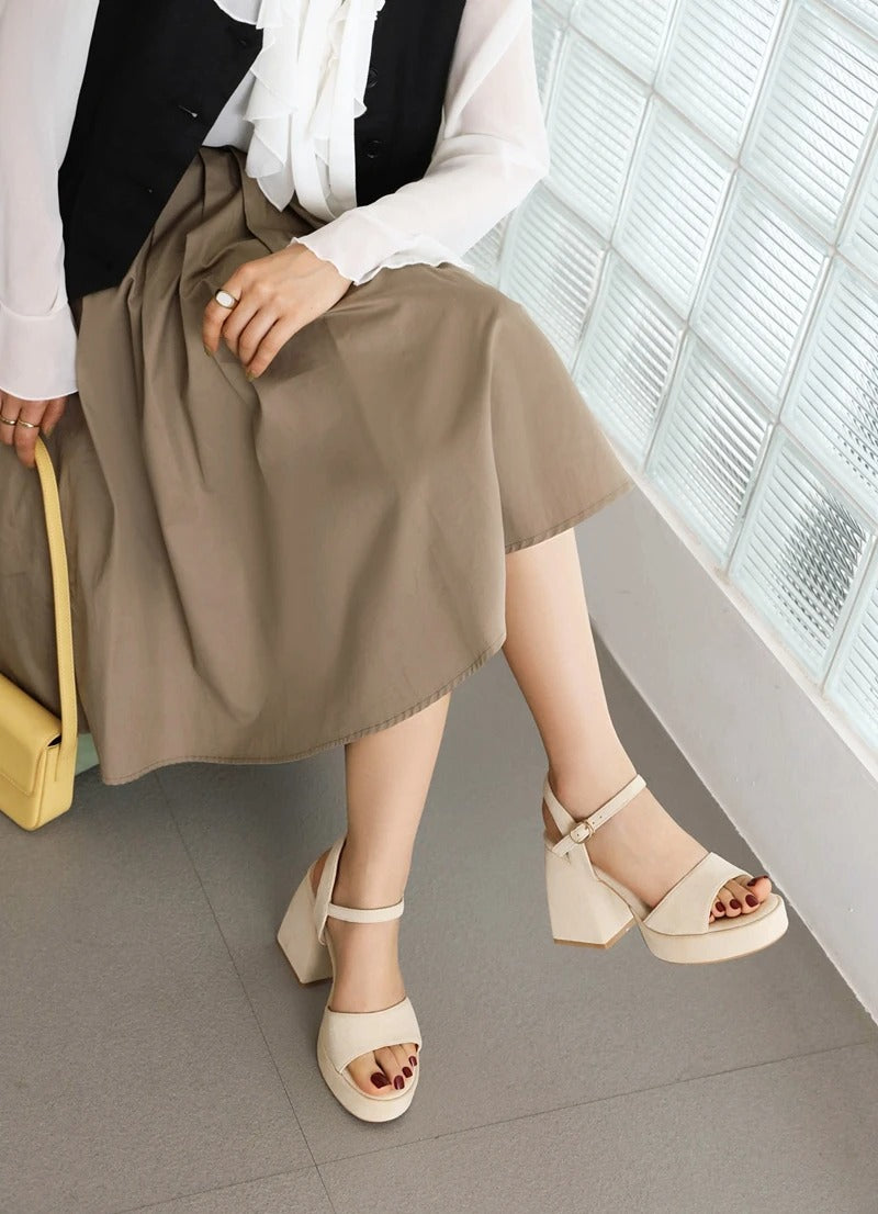 Chunky Hæler Semsket Sandaler