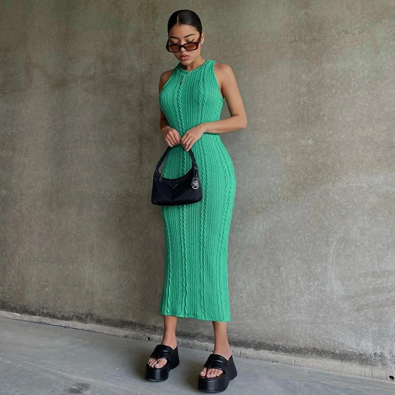 Ermeløs heklet bodycon for kvinner