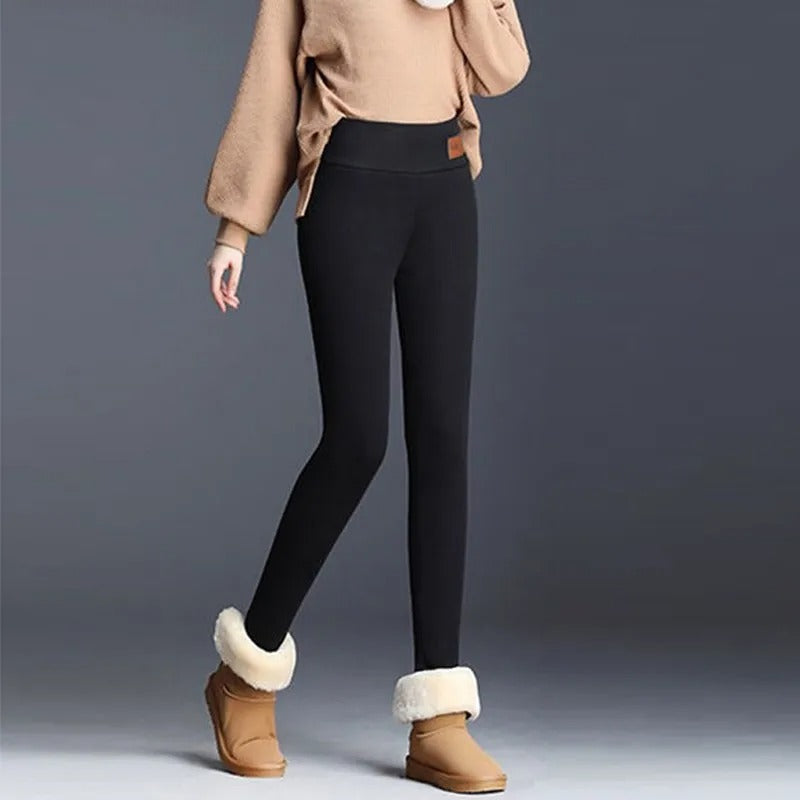 Fløyelsfôret fleece-leggings for kvinner